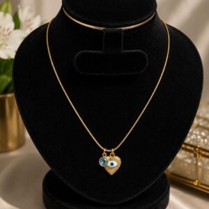 Beautiful Heart charm Paired With Blue Evil Eye Charm