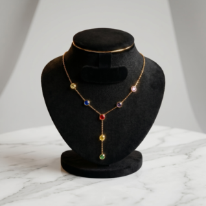 Elegant Gold-Tone Chain With Vibrant Multicolor Gemstone