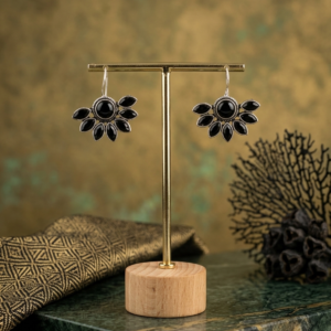 Vintage Flower Drop Earrings Black