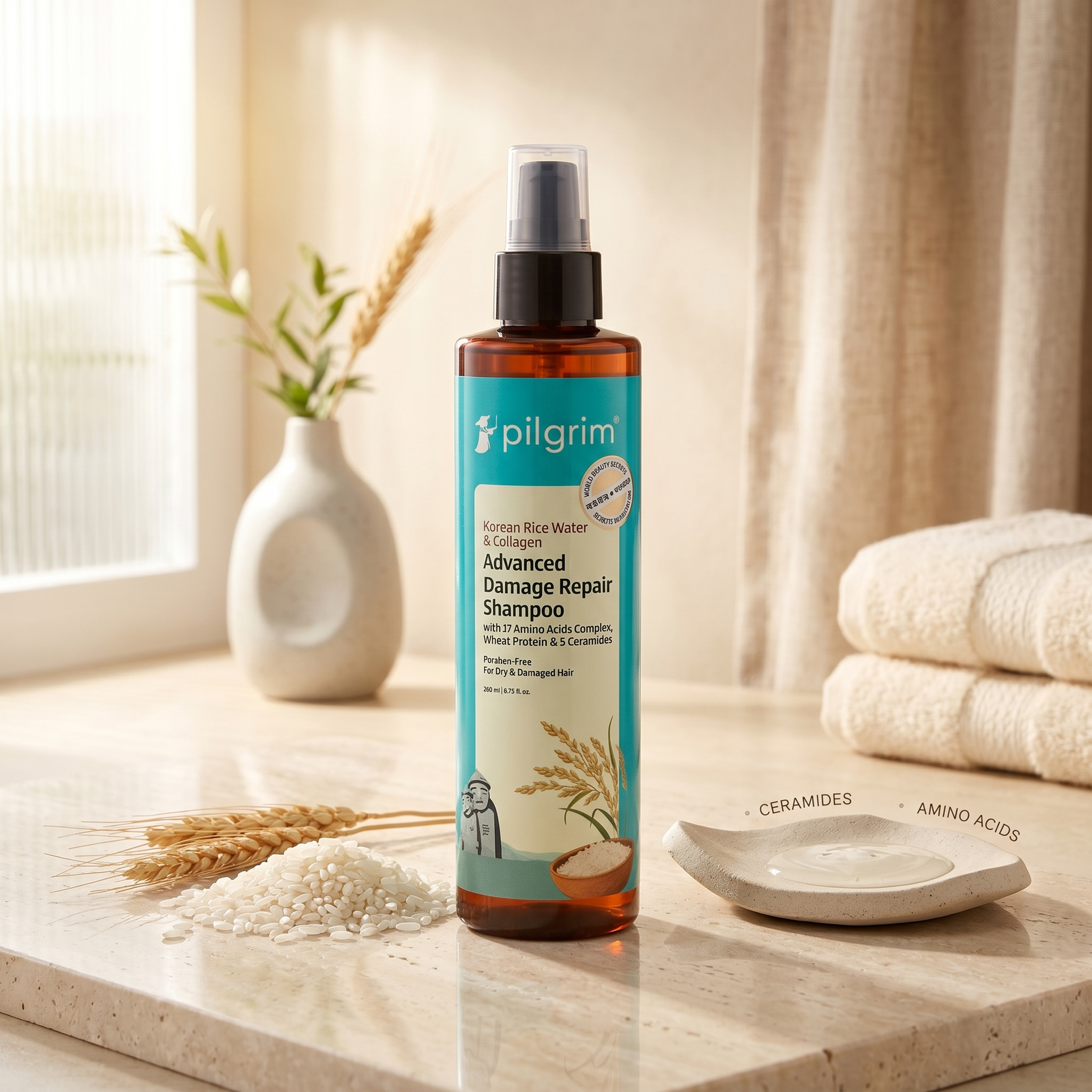 Piligrim Korean Rice Water & Collagen Advanced Damage Repair Shampoo (200ml)